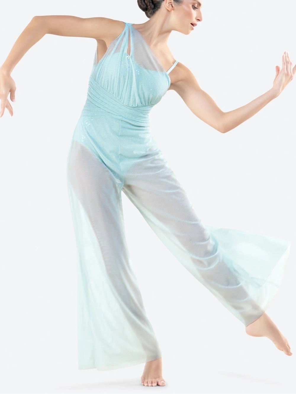 Revolution Light Blue/Teal Sequin Mesh Jumpsuit Dance Costume